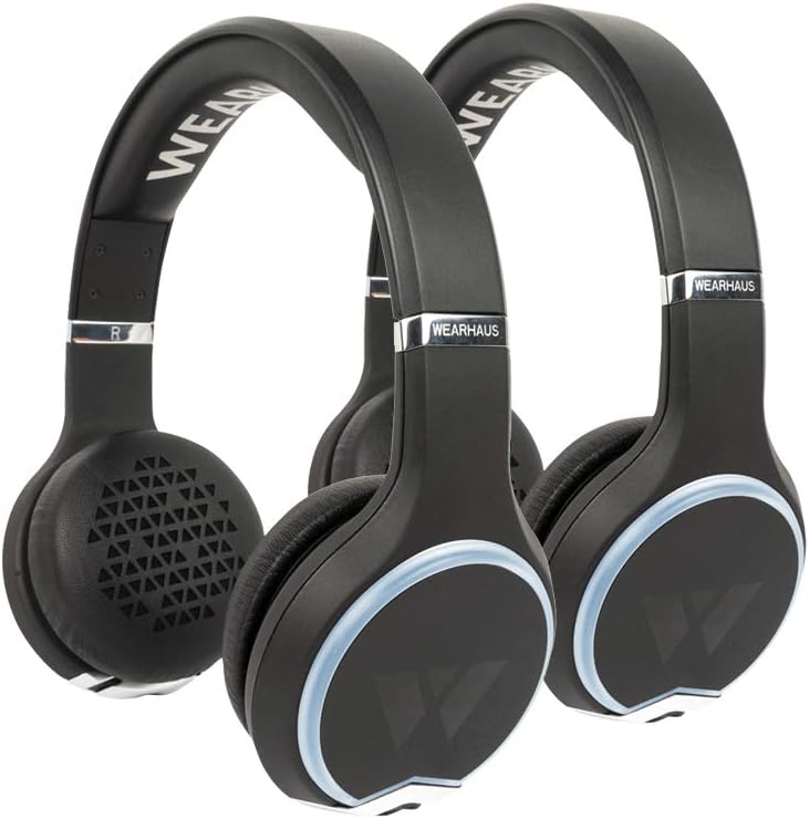 Wearhaus Arc On-Ear Bluetooth Headphones with Wireless Music Sharing, Customizable Color Ring, Touch Controls, Spotify Apple Music Integrated iPhone Android App - Set of 2 Black