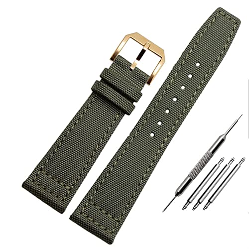 SXWVSDHY Nylon Watch Band For IWC Portuguese Pilot Series 20mm 21mm 22mm Wristwatches Band Canvas Bracelet Black Blue Green Watch Strap, A-armygreen-gold, Dsb1181