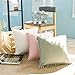 Light Pink Pillow Cover with Pom Balls Cotton Throw Pillow Case 45x45CM(18x18inches)