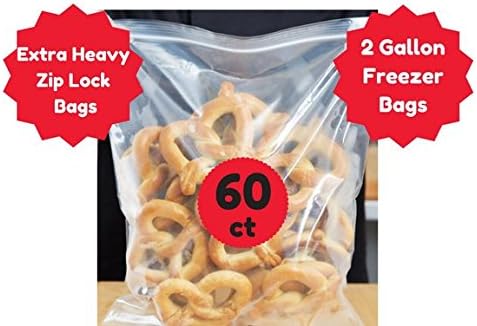 Large Zipper 2 Gallon Resealable Bags 60 Ct 15 5/8 x 13 Heavy Storage Bags