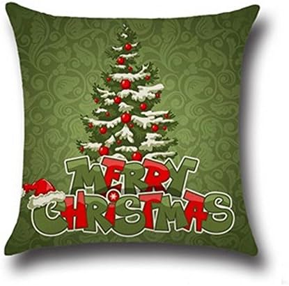 ONECH Cotton Linen Cute Santa Claus Reindeer Snowman Snowflake Christmas Tree Little House Bird Gift Ho Ho Ho Merry Christmas &amp; Happy New Year Design Throw Pillow Case