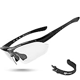 ROCKBROS Photochromic Sports Sunglasses Mens Pickleball Glasses Cycling Glasses MTB Sunglasses, with Removable Elasctic Band
