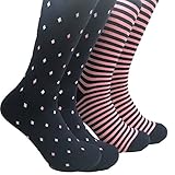 Sock Habit Mens Colorful Funky Dress Socks Polka Dot Striped 2 Pair Navy Pink