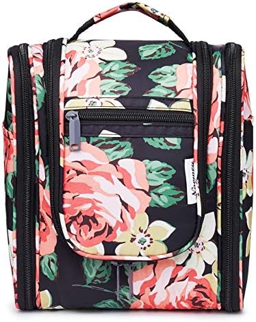 Hanging Travel Toiletry Bag Kit Cosmetic Makeup Organizer for Women and Men (Black Peony-1) 1 Hanging Travel Toiletry Bag Kit Cosmetic Makeup Organizer for Women and Men (Black Peony-1)