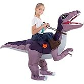 HSCTEK Child Inflatable Ride on Dinosaur Costume, T-rex, Velociraptor, Triceratops, Dilophosaurus, Pteranodon, Carnotaurus
