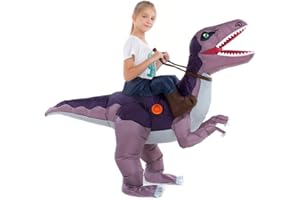 HSCTEK Child Inflatable Ride on Dinosaur Costume, T-rex, Velociraptor, Triceratops, Dilophosaurus, Pteranodon, Carnotaurus