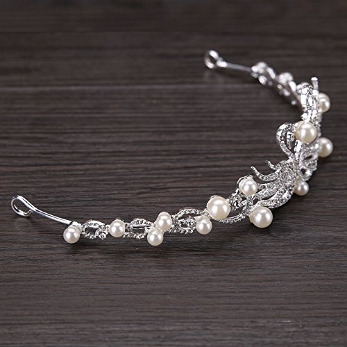 usongs 2018 bride headdress pearl diamond swan crown bride wedding dress accessories Crown Crown Hair Accessories