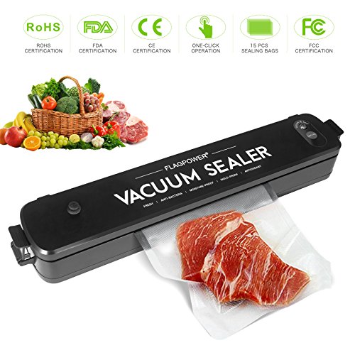 Automatic Vacuum Sealer Machine, FLAGPOWER Vacuum Sealer with 15PCS Free Sealer Bags Air Sealing System for Food Preservation Preserve Food Flavor and Overall Quality - Thumbnail 7