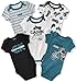 Calvin Klein Baby Boys' Assorted Short Sleeve Bodysuit, Black/Blue, 3-6 Months (Pack of 5)