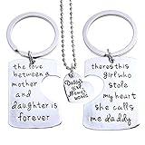 O.RIYA Daddy's Girl Mommy's World 3 Piece Keychain Pendant Necklace Set, Gift for Daughter, Mommys Little Girl, Mums Dad Necklaces Stainless Steel
