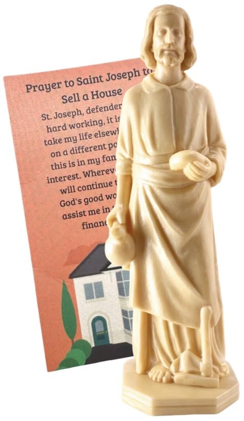 Westmon Works St Joseph Statue for Selling Homes with Instruction Card and House Prayer Complete Set,Beige,3 12 inch