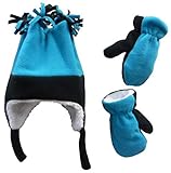 N'Ice Caps Little Girls and Baby 4 Corner Sherpa Lined Fleece Snow Hat Mitten Set