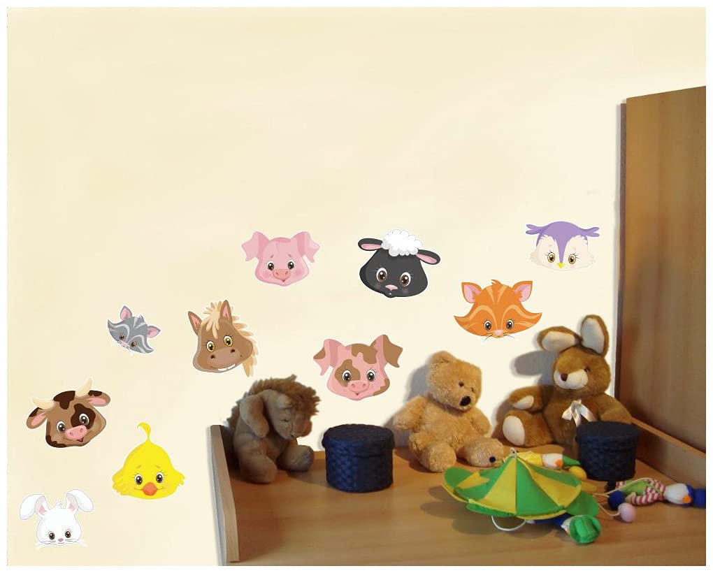 Samunshi® 11 x Wall Tattoo Baby Farm Animals Set Wall Pictures Nursery Decoration Boy Wall Sticker Children's Room Girl Wall Sticker 2 x 16 x 26 cm