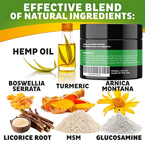 Natural Hemp Cream for Joints, Neck, Back, Knees, Elbows, Fingers ...