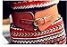 LVGE Women's Leather Retro Flower Embossing Elastic Stretch Cinch Waist Belt