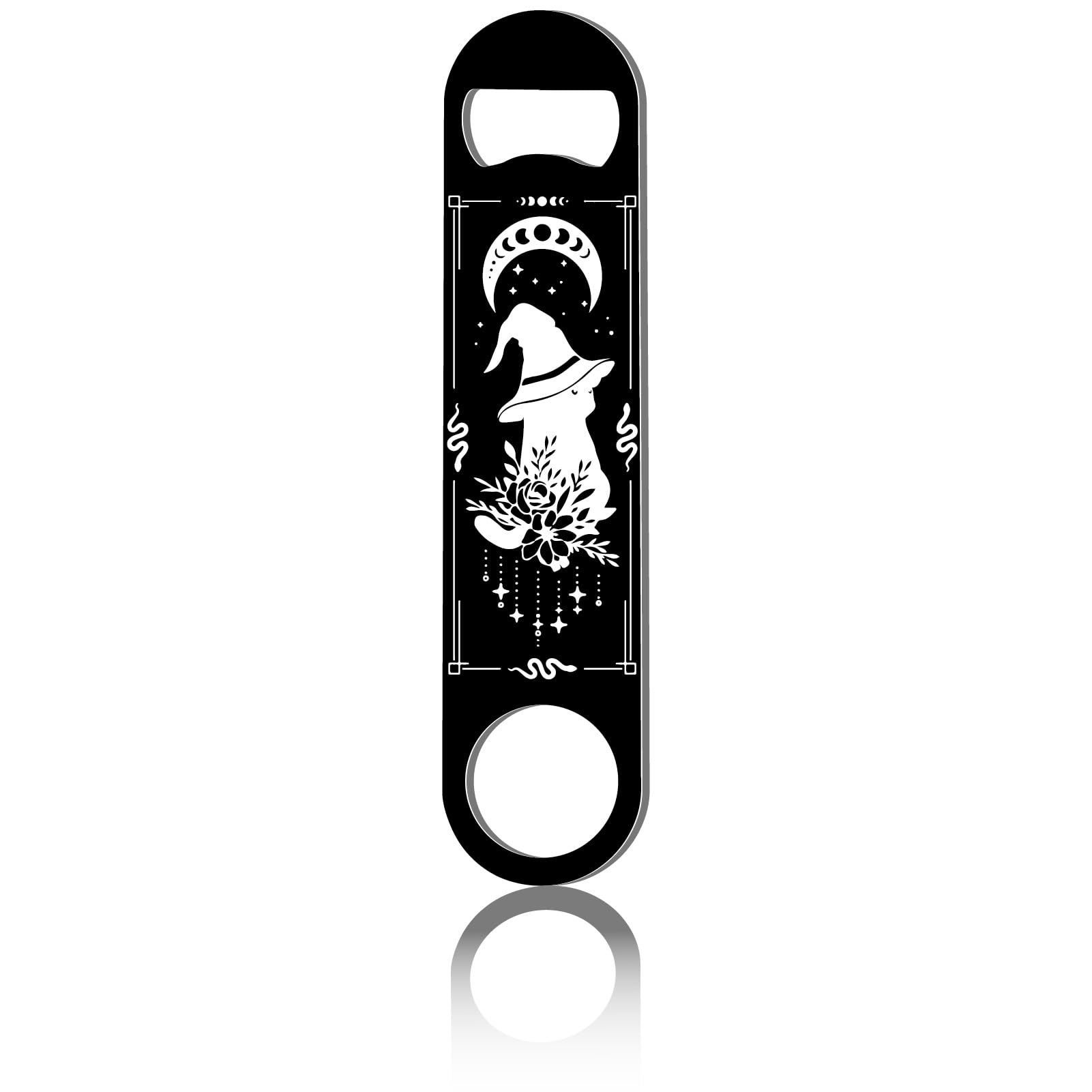 CREATCABIN Cat Flat Bottle Opener Tarot Witch Speed Metal Opener Heavy Duty Bottle Opener Stainless Steel Key for Beer Bartender Pub Bar Drinks Kitchen Restaurant Seniors Man Women Black 1.6x7Inch