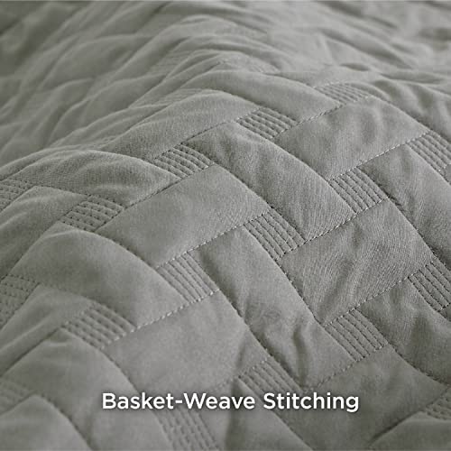 Bedsure Summer Quilt Set King Size Grey Lightweight Bedspread Soft