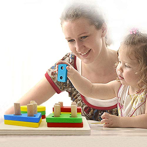 image for GETIANLAI Wooden Educational Preschool Toddler Toys Shape Color Sortin