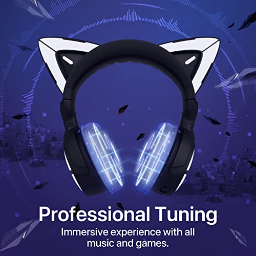 YOWU RGB Cat Ear Headphone 4, Upgraded Wireless & Wired Gaming Headset