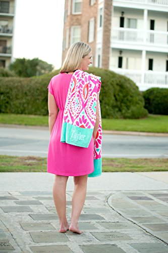 VIV & LOU High Fashion Print Beach Towel can be Personalized or Monogrammed (Personalized Beachy Keen) - Thumbnail 2