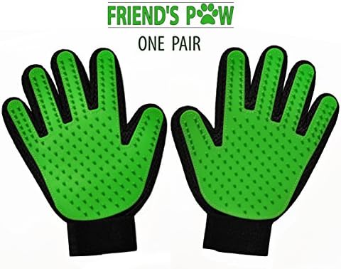 Pet Grooming Glove - Pet Deshedding Massage Glove, Brush Hair Remover Mitt, Perfect for Dogs & Cats friend's paw (pair)