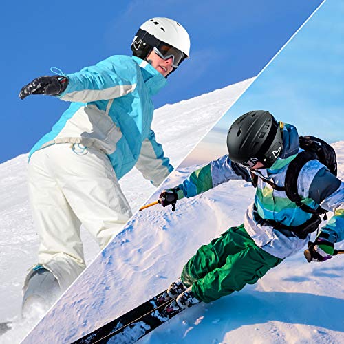 TurboSke Ski Helmet, Snow Sports Helmet, Snowboard Helmet Men Women Youth (Black, S (19.5"-21"))