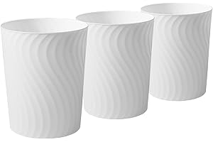 YGJT Small Trash Can, 3 Pack 1.8 Gallons Bathroom Trash Can, Slim Waste Basket, Round Garbage Can, Plastic Trash Bin for Kitchen, Dorm, Bedroom, Office, Living Room, Study, Compact Spaces(White)