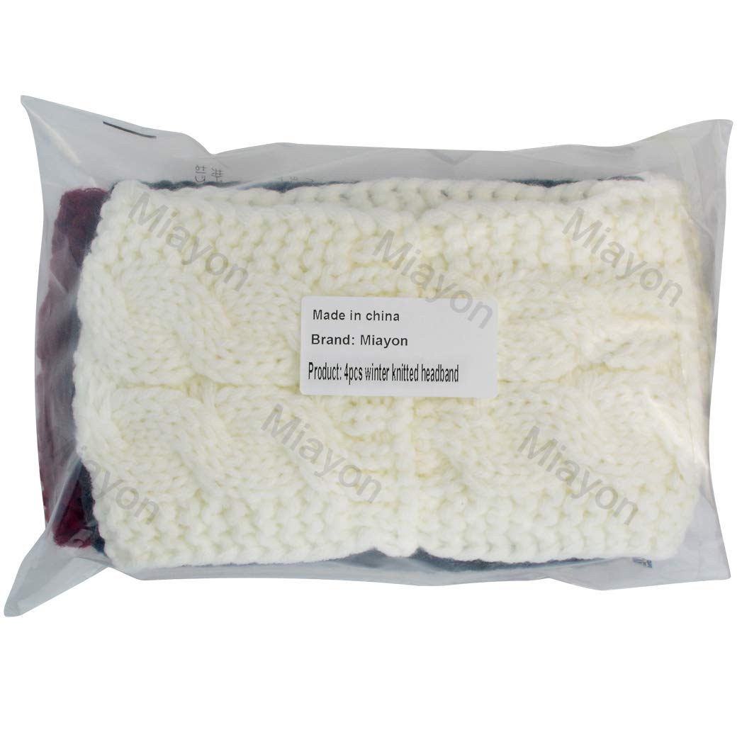 Winter Knitted Headband, 4pcs Miayon Knit Ear Warmer Crochet Head Wraps for Women Girls