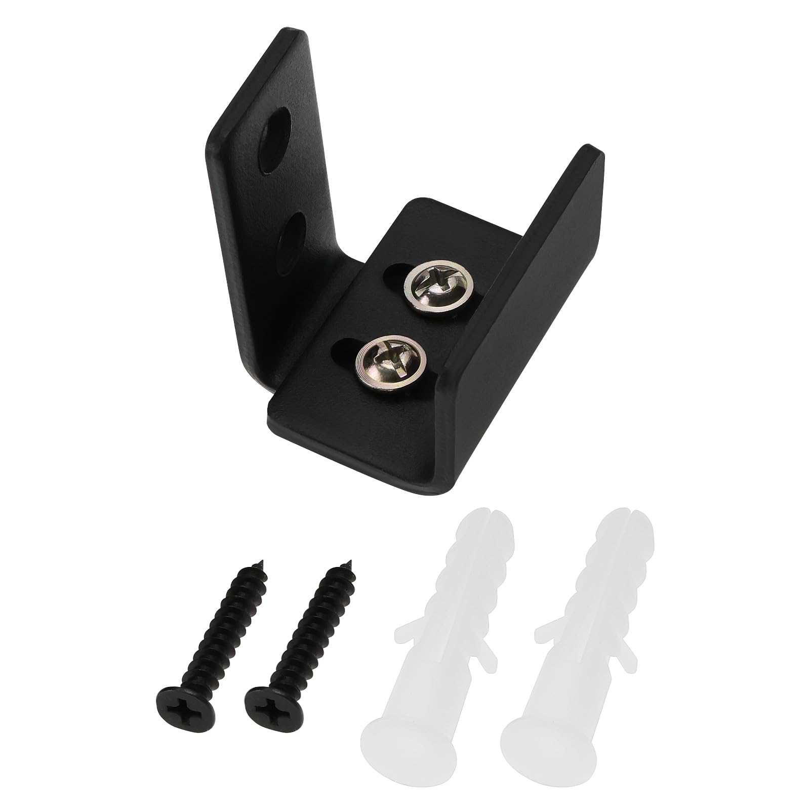 ECSiNG Barn Door Floor Guide for Doors Without Grooves from 25 mm to 35 mm Thick Carbon Steel Adjustable Bottom Sliding Door Guide Black