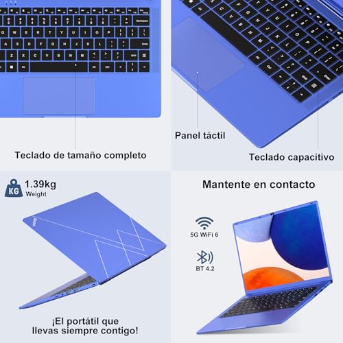Laptop 14 Inches Celeron N5095 Upto 2.9 GHz Laptops 8GB RAM 256GB SSD TF 1TB LPDDR4 Win11 5G WiFi 1920*1080 FHD Mini HDMl Laptop Protective Film Spanish – Purple Metallic Body5