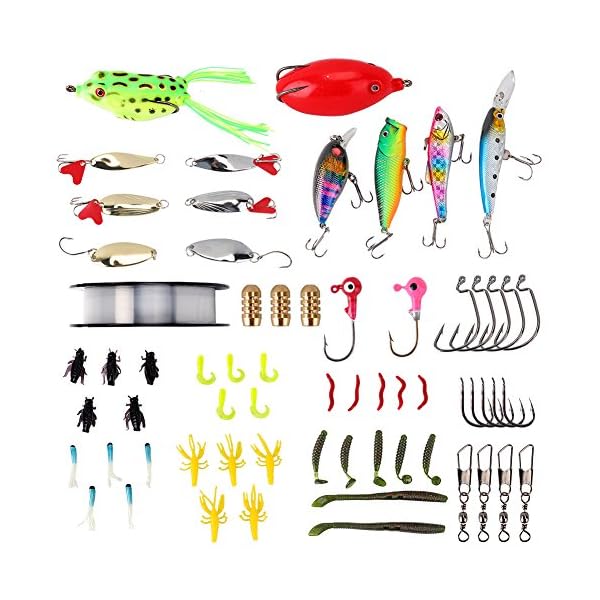 Bidlsbs-166pcs-One-Box-Fishing-Lure-Set-Artificial-Bait-Lure-and-Tackle-Including-CrankbaitsPlastic-Soft-WormsFrogfish-hookFishing-line-For-Seawater-and-Fresh-Water