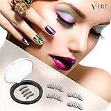 VereBeauty Magnetic False Eyelashes, Dual Magnetic Perfect Length for All Women Eyes, Handmade Soft Silk Sense, Natural Look, Glamorous Eyelashes (4 Pcs, Black)