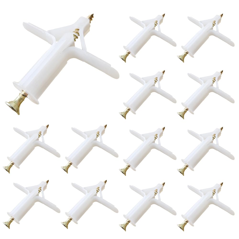 100 Plasterboard Fixings Plaster Board Screws and Wall Plugs Set 50 Anchor 50 Screws Drywall Anchor Heavy Duty Expansion Tube Drywall Plugs Plasterboard Fixings Heavy Duty for TV Wall Brackets（Large）