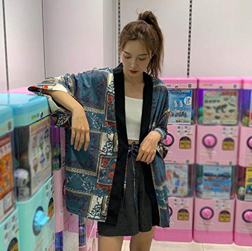 Japanese Kimono Cardigan Woman Summer Cardigan Kimono Yukata Woman Thin Loose Outer Garment,One Size - Thumbnail 4