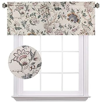 H.VERSAILTEX Energy Saving Curtain Valances Matching with Curtain Panels (Rod Pocket, 52 by 18 Inch, Flroal in Sage and Brown)