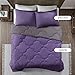 Comfort Spaces Vixie Reversible Comforter Set - Trendy Casual Geometric Quilted Cover, All Season Down Alternative Cozy Bedding, Matching Sham, Purple/Charcoal, Twin/Twin XL 2 piece