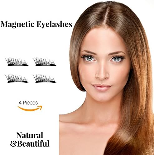 Angel Beauty Magnetic Eyelashes (1 Pair, 4 Pieces) Magnetic Eyelashes Pack, Magnetic False Eyelashes for Women, 100% Natural Look Magnetic Eyelash Extensions, Full Set of Magnetic Eyelashes Wispies
