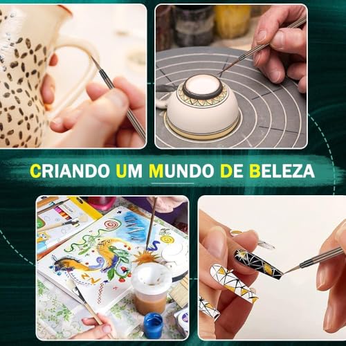 Kit 15 Pincel Pintura em Ceramica, Conjunto de 15 Pincéis de Pintura, Mistura de Pelos de Cabra para Cerâmica, Pincel Aquarela, Pincéis Esmaltados para Cerâmica, Kit Pincel para Ceramica Fria