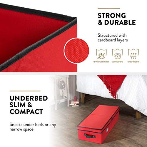 Underbed Christmas Ornament Storage Box With Lide Sturdy 600D Oxford