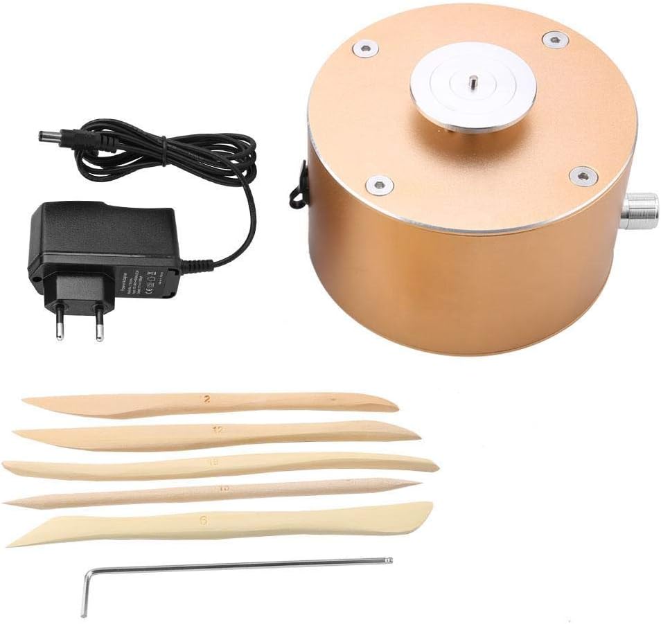 Tornio Per Ceramica Elettrico - Velocità Regolabile Fino A 2000 RPM, Doppi Piatti Girevoli, Bacinella Rimovibile Per Hobby E Laboratori - Foto 9