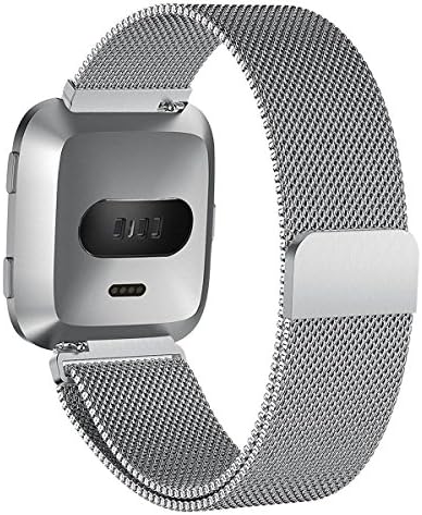Wisenovo for Fitbit Versa Strap Bands, Milanese Loop Stainless Steel Fitbit Versa Band Breathable - Magnetic Closure Clasp Replacement Metal Strap Adjustable Wristbands