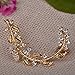 One Piece Butterfly Crystal Gold Plated Leaf Rhinestone CZ Stud Clip earrings S444K12