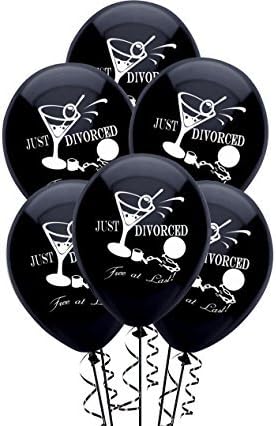 Divorce Party Balloons, Just Divorced Free At Last Black &amp; White Balloons, Broken Ball &amp; Chain (6) by Divorce Party Supply