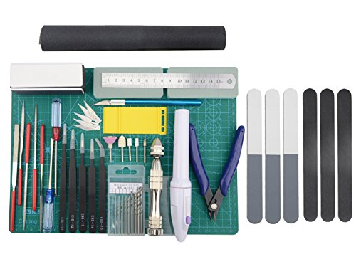 BXQINLENX Professional 33 PCS Model Tools Kit Modeler Basic Tools Craft Set Hobby Building Tools Kit for Gundam Car Model Building Repairing and Fixing (J)