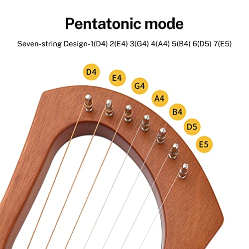 Donner Lyre Harp, 7 Metal Strings, Mahogany Body and Bone Saddle DLH