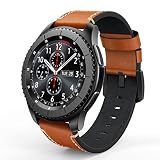 SWEES Leather Bands Compatible for Gear S3 Frontier & Classic and Galaxy Watch 46mm, Genuine Leather 22mm Strap Replacement Wristband for Samsung Gear S3 Smartwatch, Brown