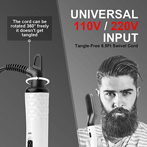 Beard Straightening Comb, Beard Straightener Brush for Men, Multifunctional Electric Ionic Hair Straightener Hot Quick Styling Comb for Beard, Curling Iron with Dual Voltage 110-240V Great for Travel