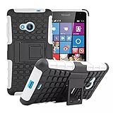 Lumia 535 Case [iCoverCase] Heavy Duty Armor Hybrid [Dual Layer] KIickstand Back Holster Shockproof Cover Protecive Case for Microsoft Nokia Lumia 535 (White)