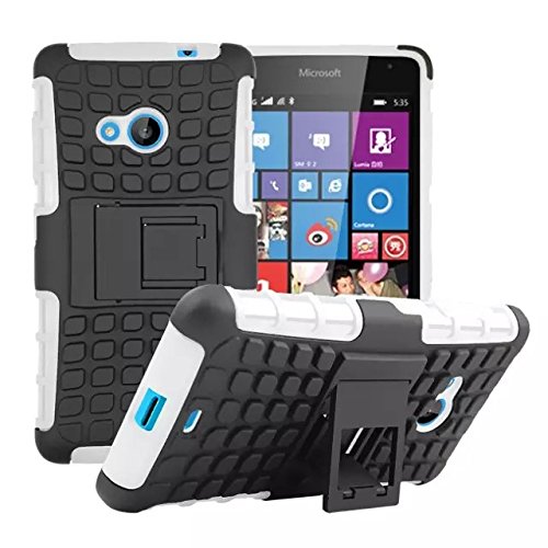 Lumia 535 Case [iCoverCase] Heavy Duty Armor Hybrid [Dual Layer] KIickstand Back Holster Shockproof Cover Protecive Case for Microsoft Nokia Lumia 535 (White)
