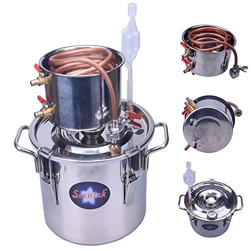 Seeutek 3Gal 12L Home Water Alcohol Distiller Copper Moonshine Still Kit Stainless Boiler Thumper Keg